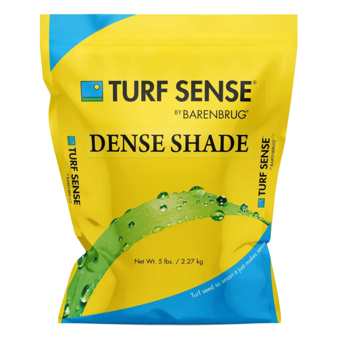 Turf Sense Dense Shade seed packet on a white background