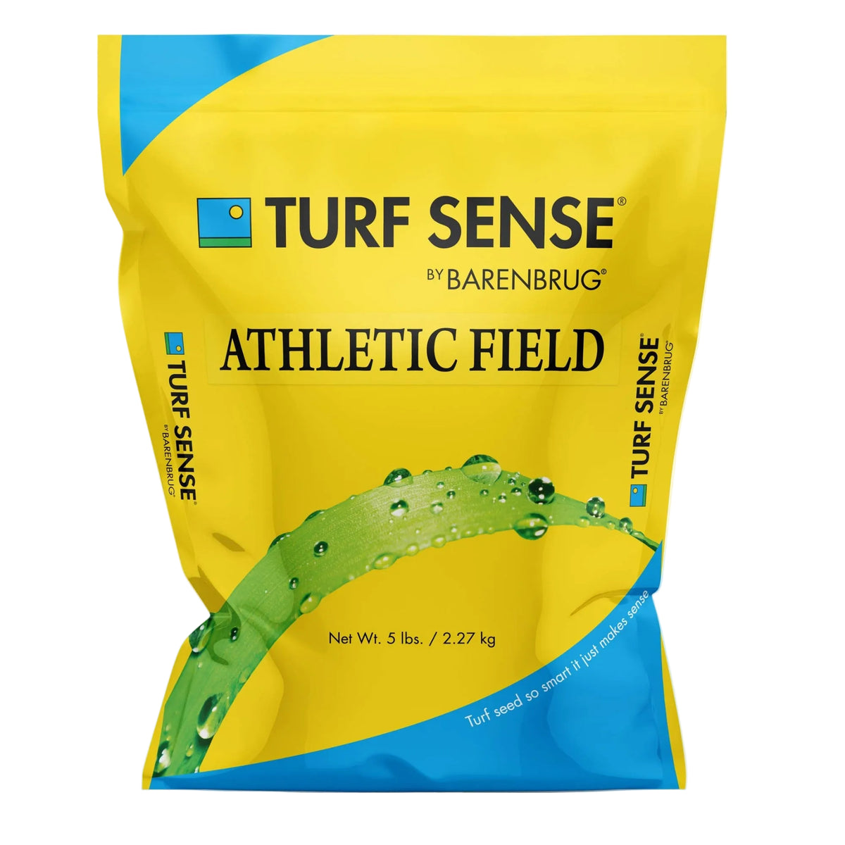 Turf Sense by Barenbrug Athletic Field seed packet on a white background