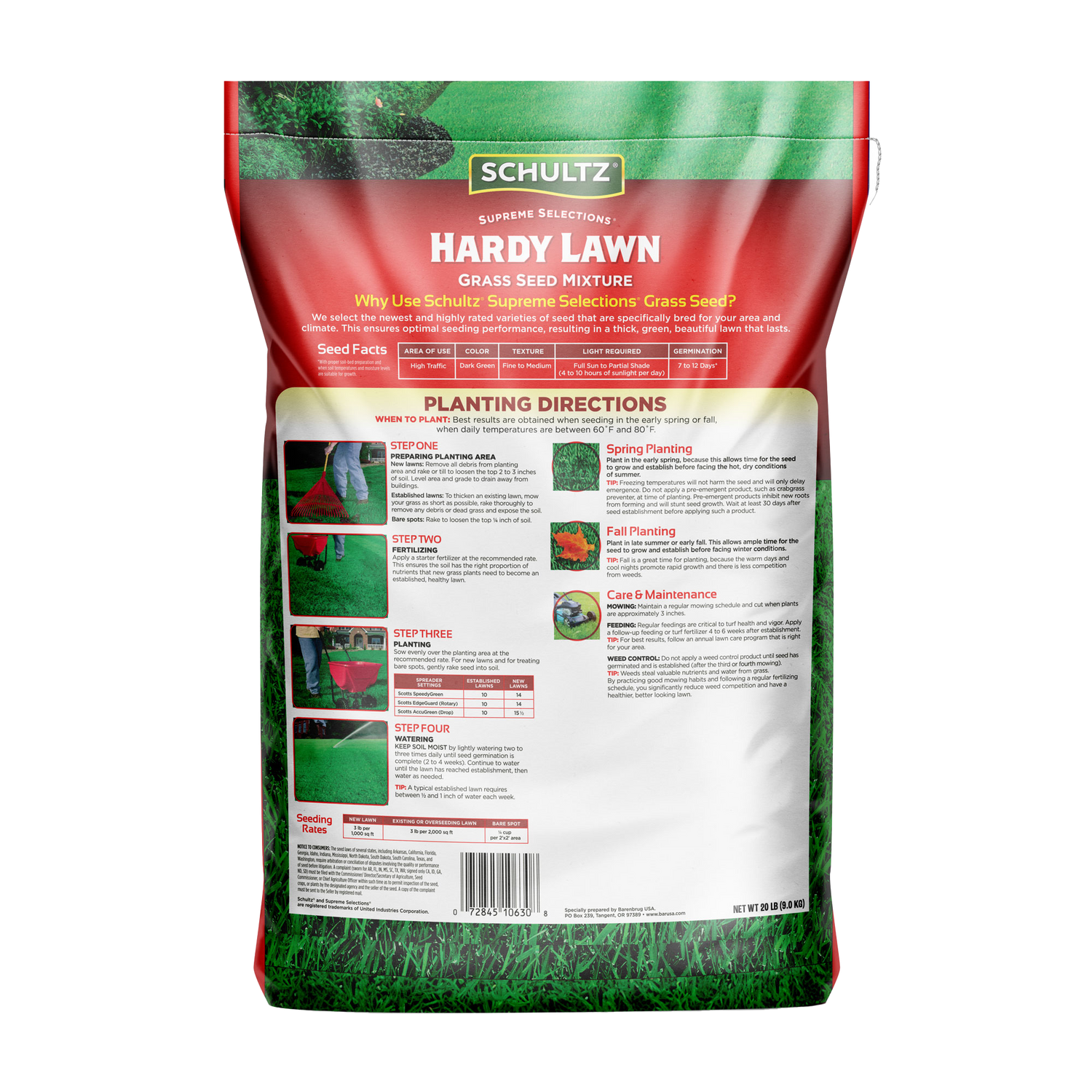Schultz Hardy Lawn grass seed mixture packaging on a white background