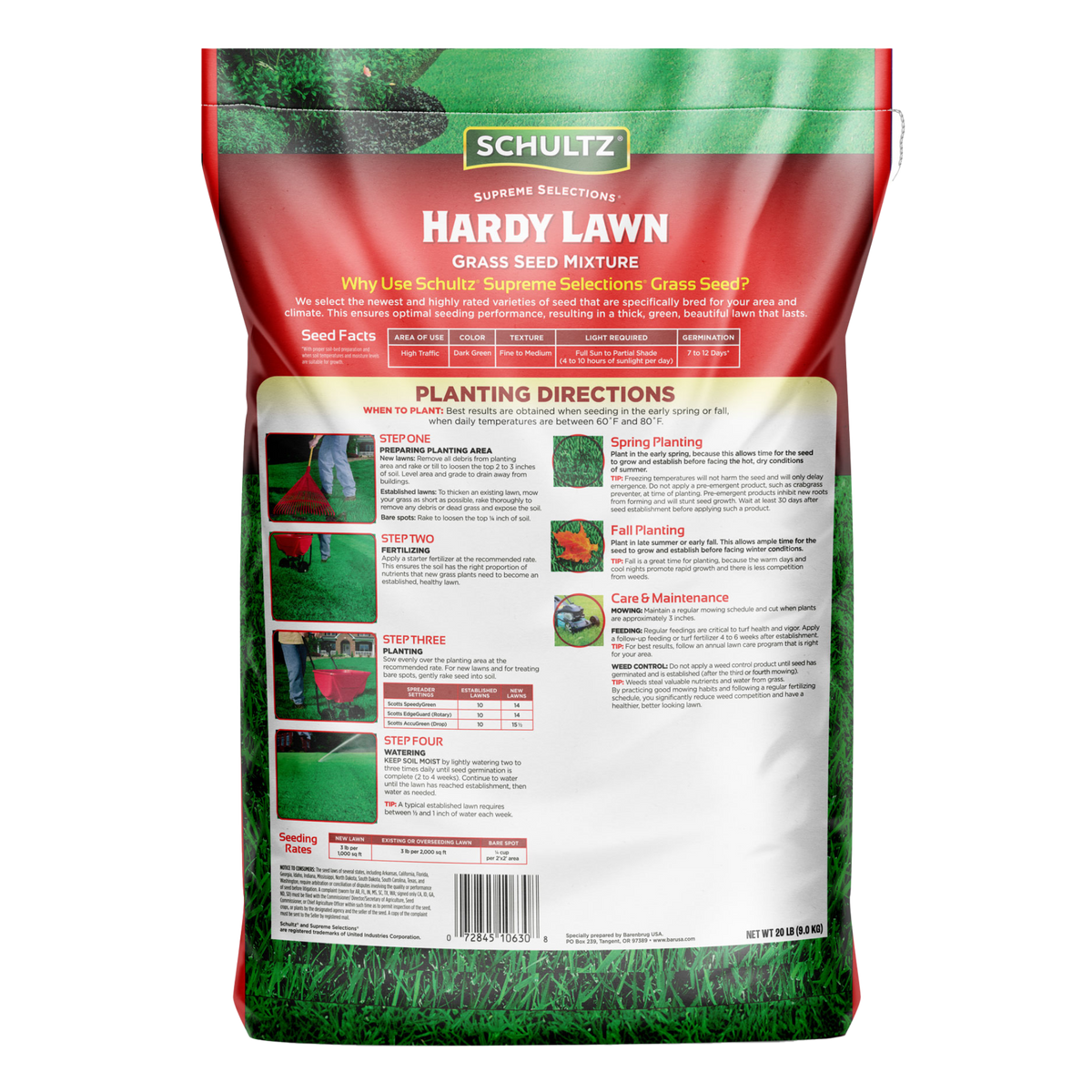 Schultz Hardy Lawn grass seed mixture packaging on a white background