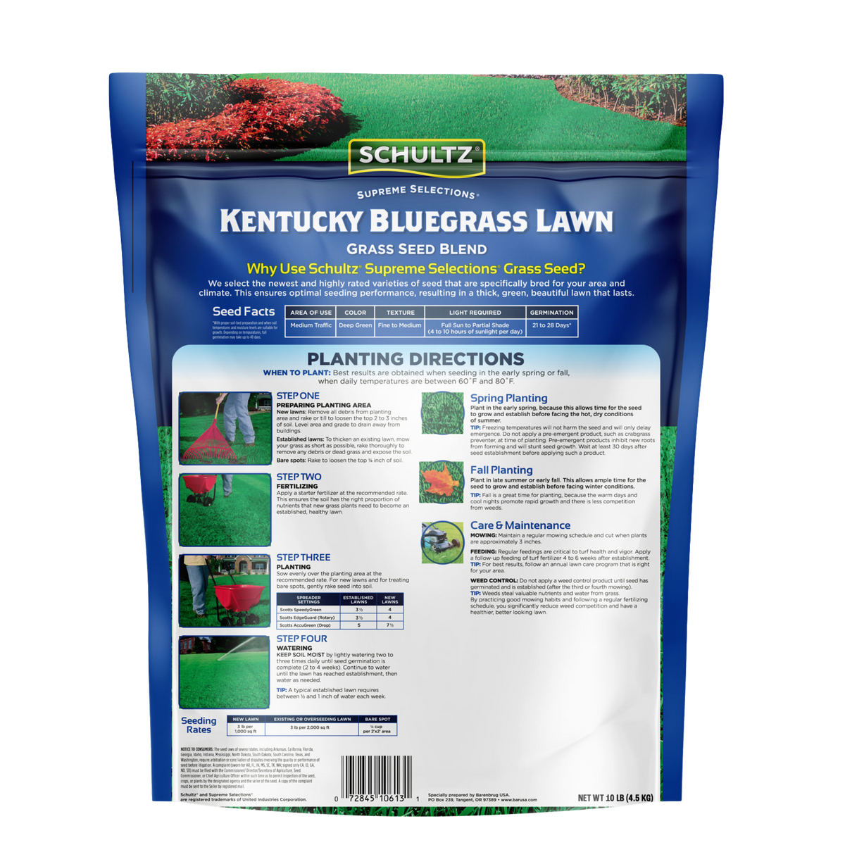 Schultz Kentucky Bluegrass Lawn Seed Blend packaging on a white background