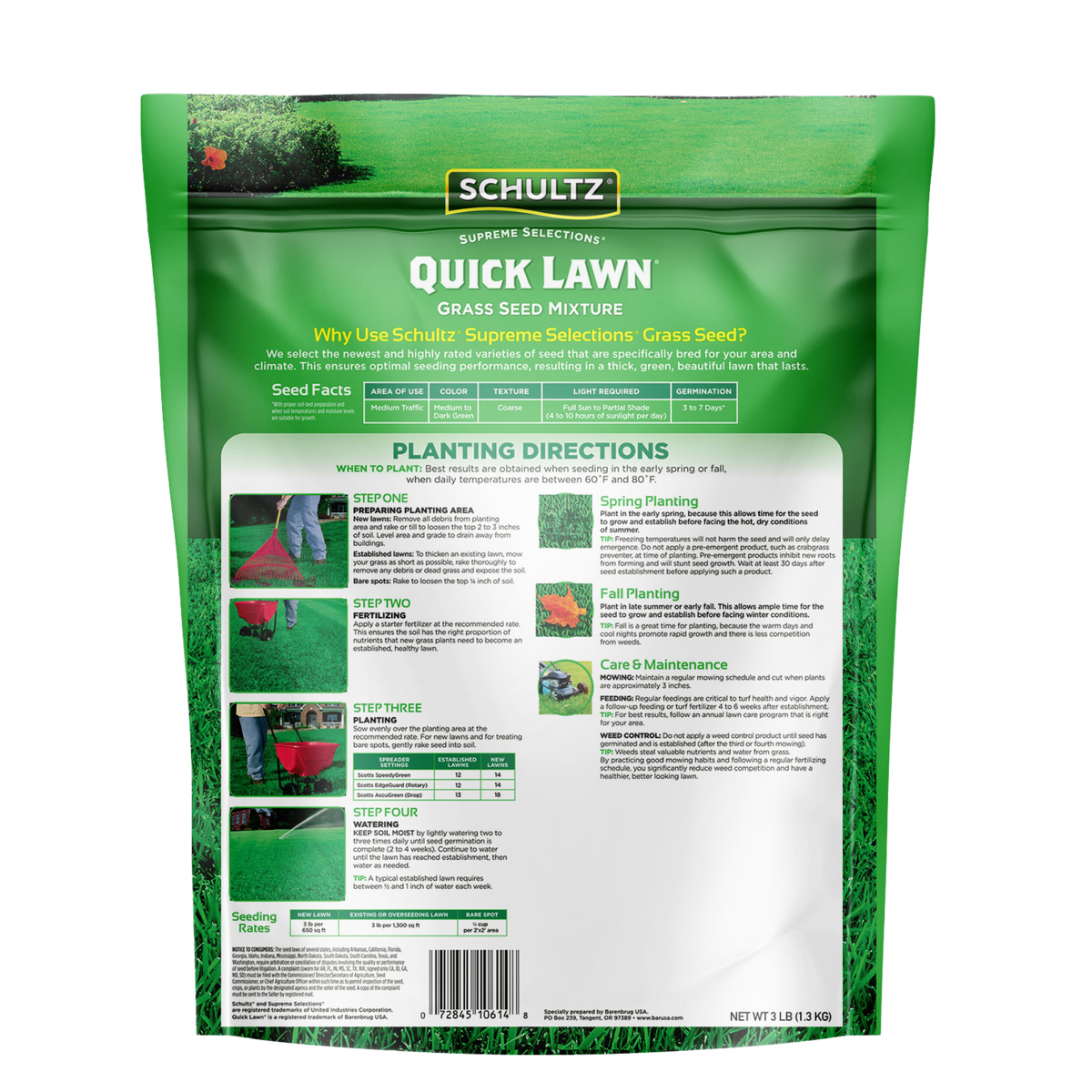 Schultz Quick Lawn grass seed package on a white background