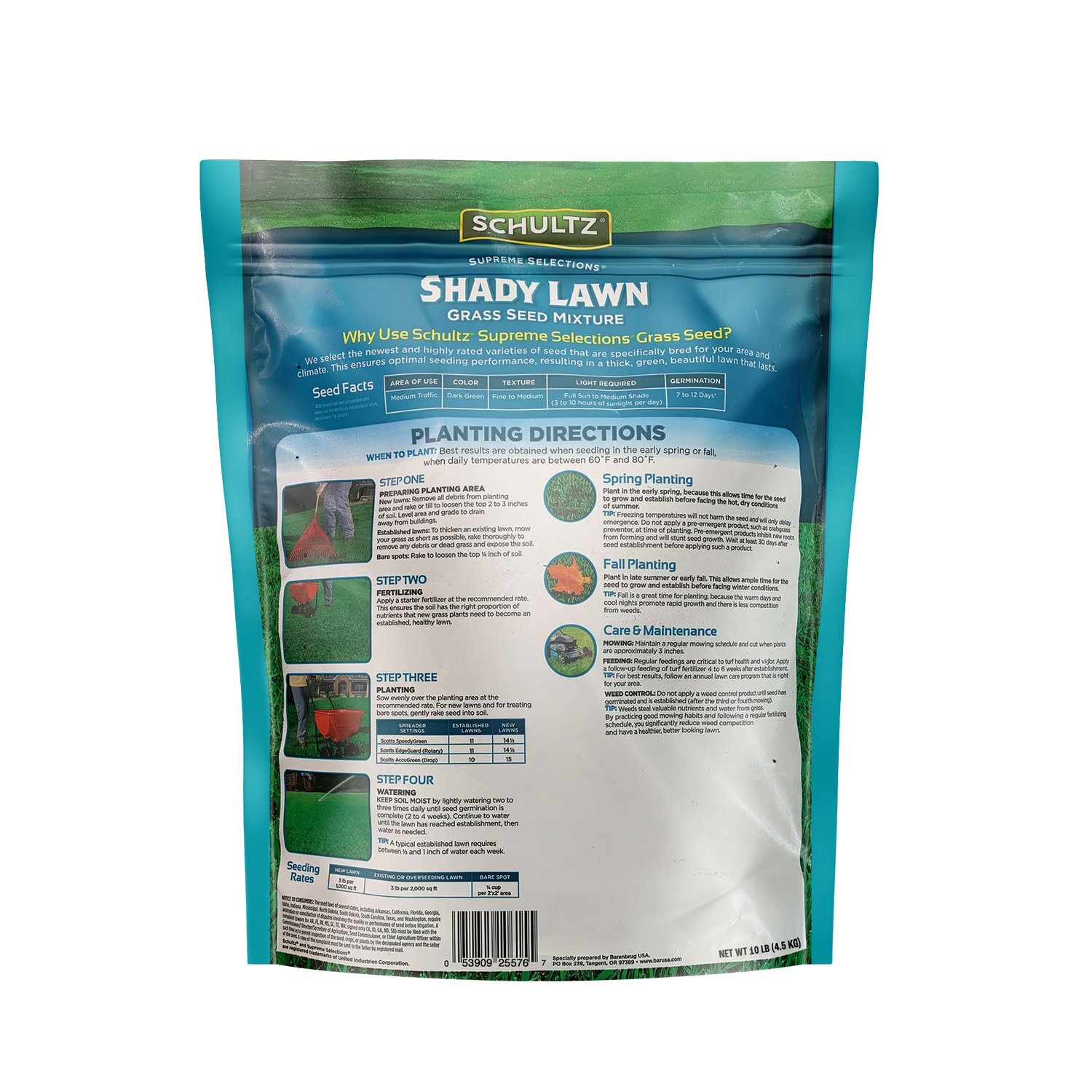 Schultz Shady Lawn grass seed mixture packaging on a white background
