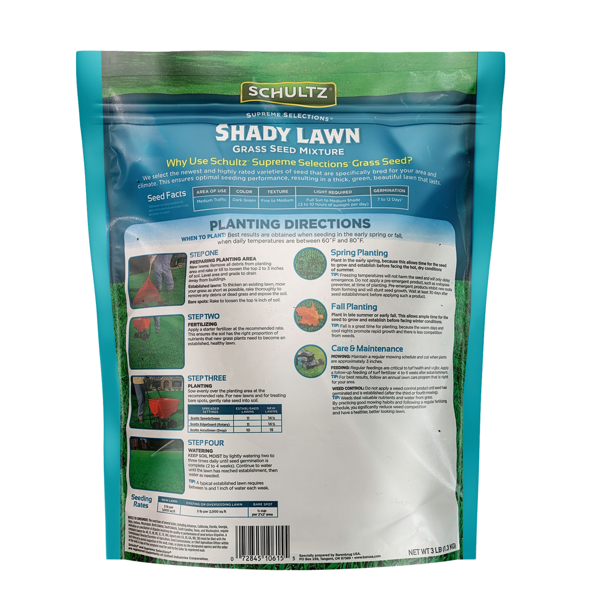 Schultz Shady Lawn grass seed mixture packaging on a white background