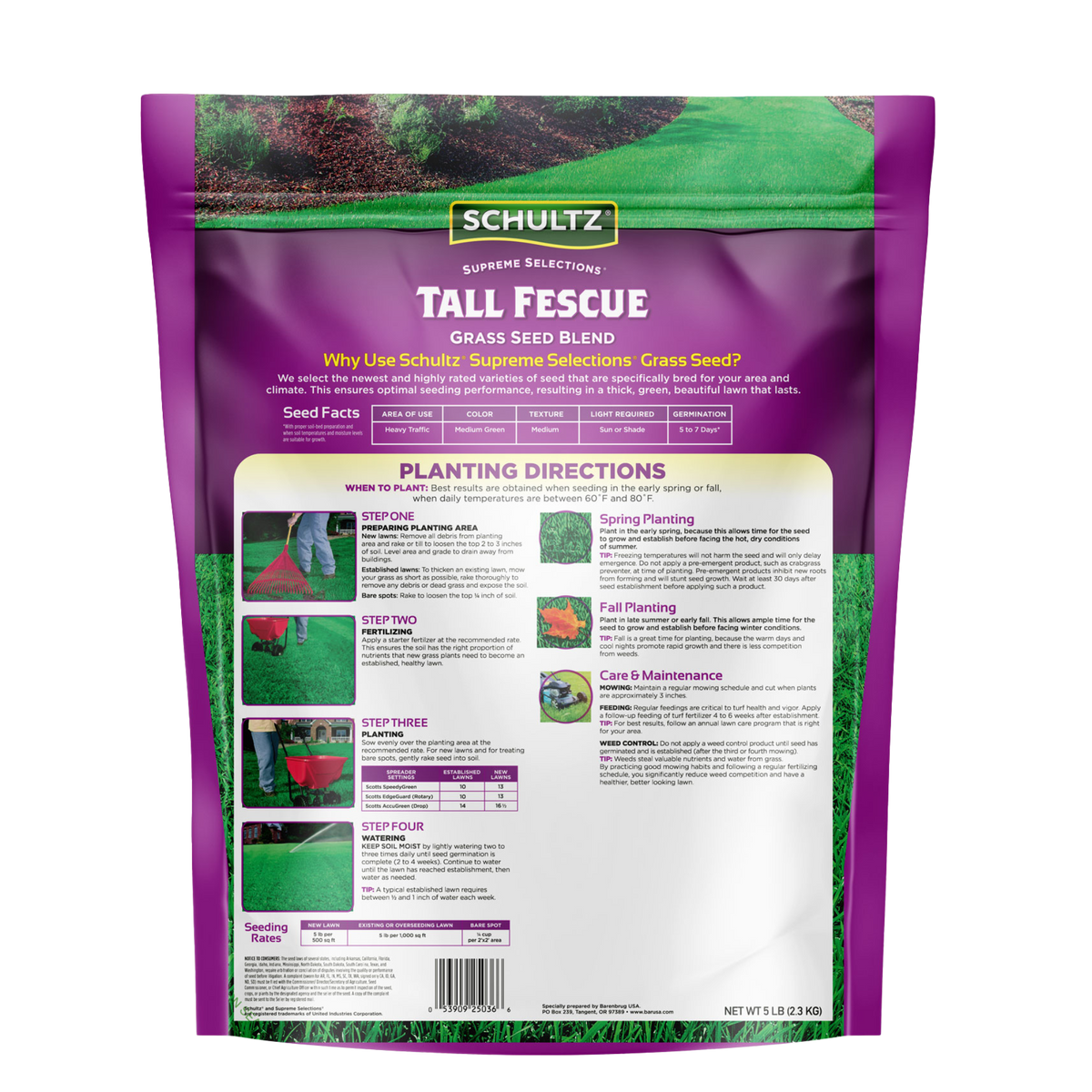 Schultz Tall Fescue grass seed blend packaging on a white background