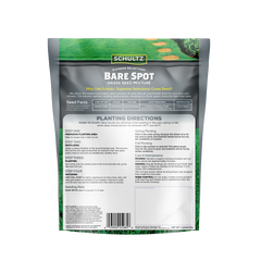 Schultz Bare Spot Grass Seed Mixture packaging with planting directions on a white background