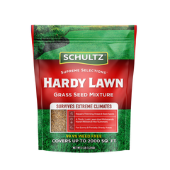 Schultz Hardy Lawn grass seed mixture packaging on a white background