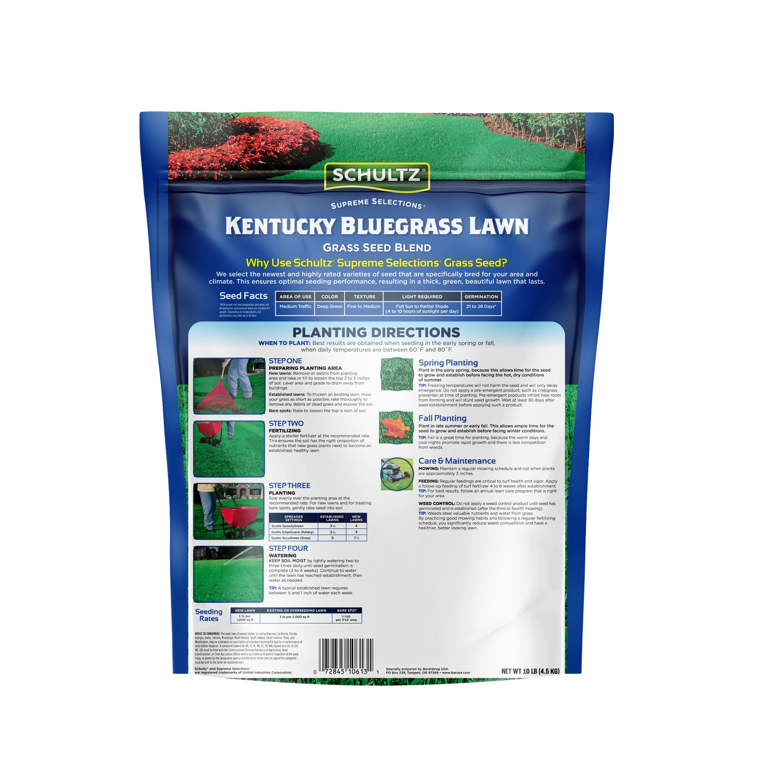 Schultz Kentucky Bluegrass Lawn Seed Blend packaging on a white background