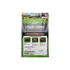 Schultz Once N Done lawn care product packaging on a white background