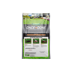 Schultz Once N Done lawn care product packaging on a white background