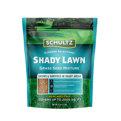 Schultz Shady Lawn grass seed mixture packaging on a white background