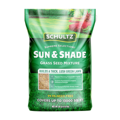 Schultz Sun & Shade grass seed mixture packaging on a white background
