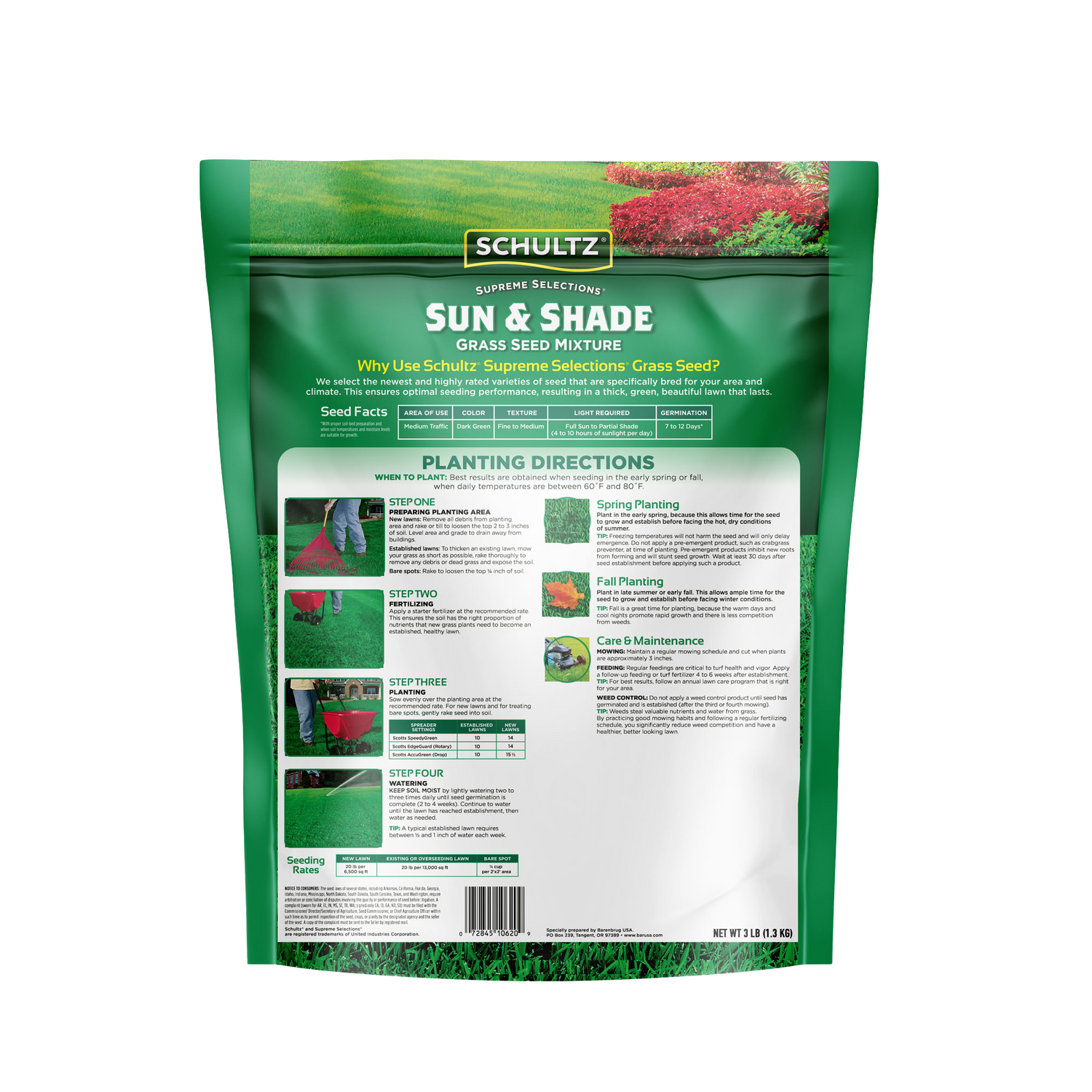 Schultz Sun & Shade Grass Seed Mixture packaging on a white background